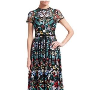 Monique Lhuillier Floral Embroidered A-Line Gown